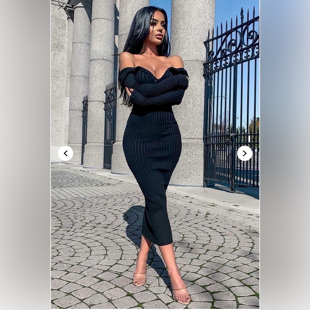 Kallan dress Fashion Nova Black Off-Shoulder Long Sleeve Dress